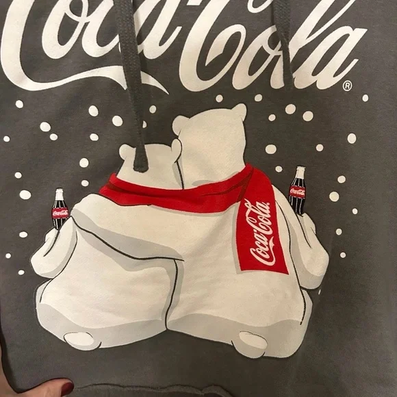 Hot Topic Coca‑Cola Polar Bears Cropped Hoodie – Women’s Large, EUC - Picture 4 of 16